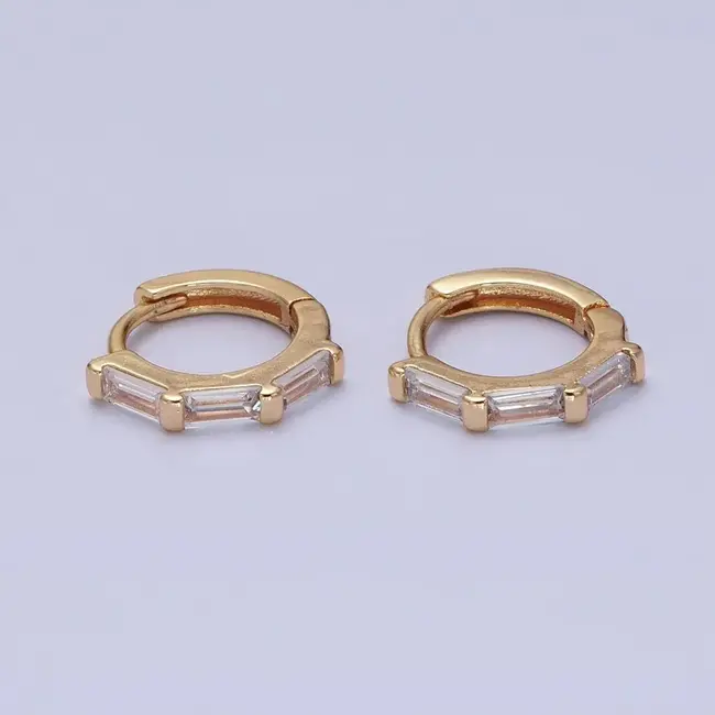 Mini Baguette Hoops- Gold