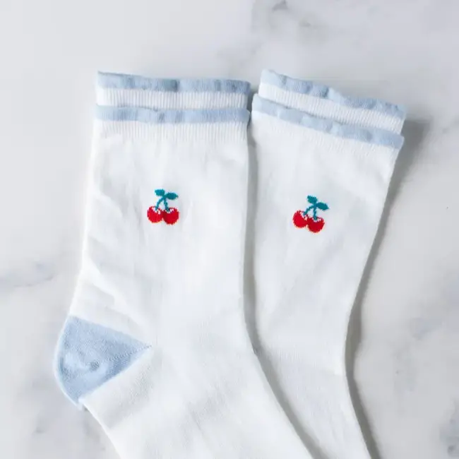 Tiepology Mini Cherry Socks- Ivory
