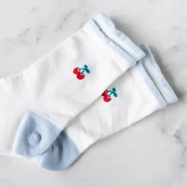 Tiepology Mini Cherry Socks- Ivory