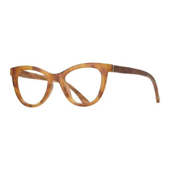 Blue Planet Eyewear Lark - Brown Marble / Walnut Wood +0.00