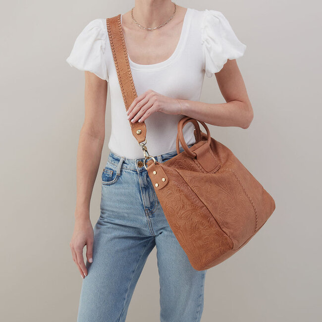 Hobo Sheila Large Satchel- Saddle Tooled Emboss