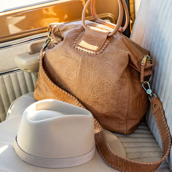 Hobo Sheila Large Satchel- Saddle Tooled Emboss