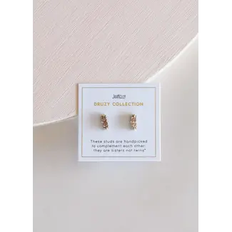 JaxKelly Earrings Druzy Bar Rose Gold