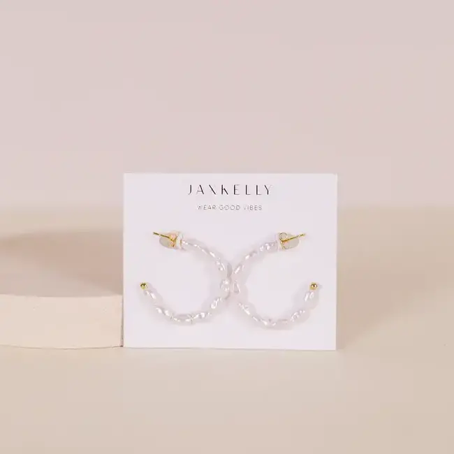 JaxKelly Multi Pearl Hoop Earrings
