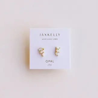 JaxKelly Offset Trio Earrings- White Opal