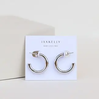 JaxKelly Silver Hoop Earrings- Smooth