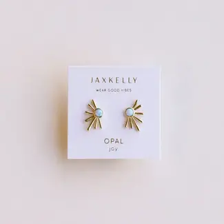 JaxKelly Sun Ray Gold Earrings- Fire Opal