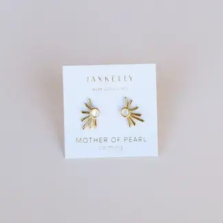 Sun Ray Gold Earrings- Mother of Pearl