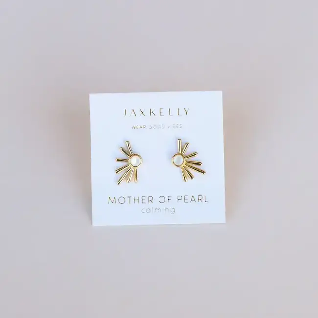Sun Ray Gold Earrings- Mother of Pearl