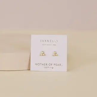 JaxKelly Trio Cluster Gold Earrings- Pearl