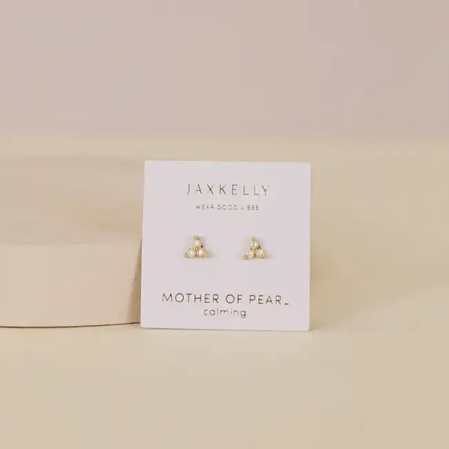 JaxKelly Trio Cluster Gold Earrings- Pearl