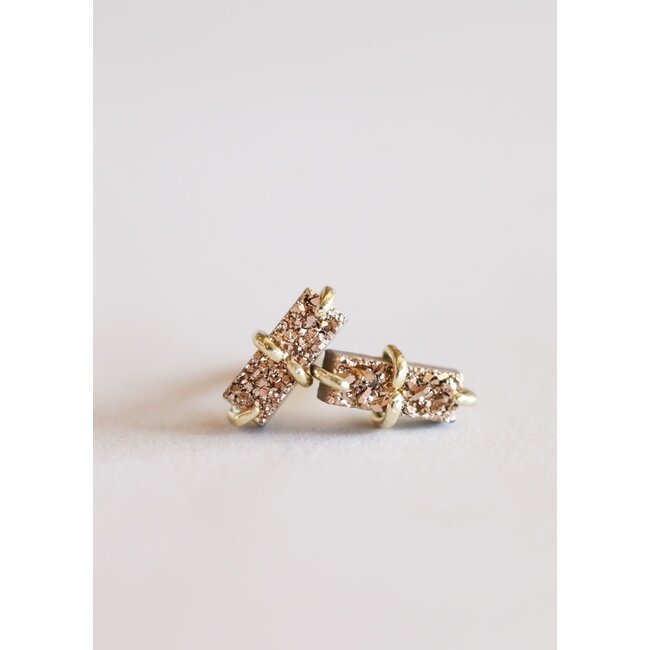JaxKelly Earrings Druzy Bar Rose Gold