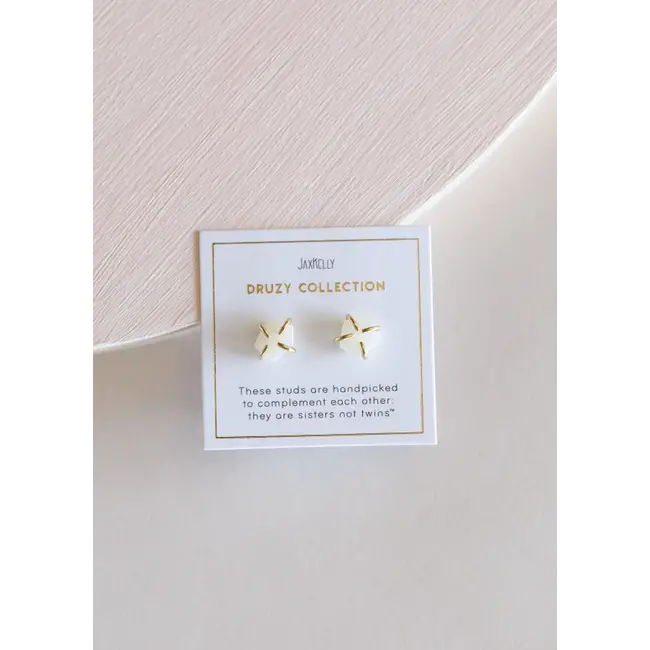 JaxKelly Earrings Druzy Prong White