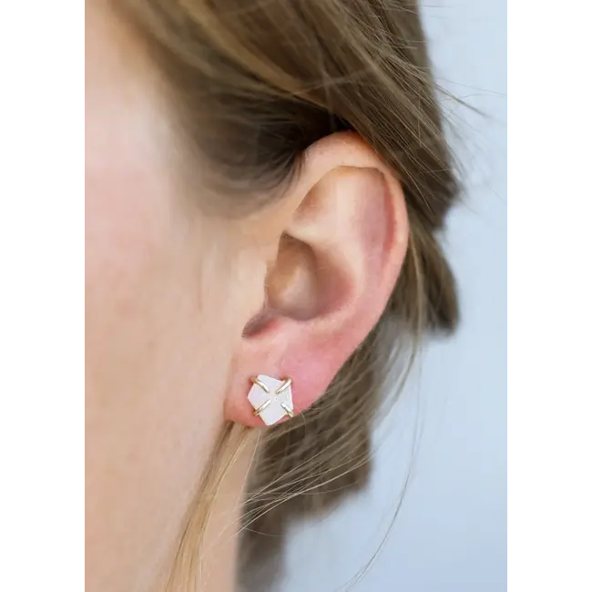 JaxKelly Earrings Druzy Prong White