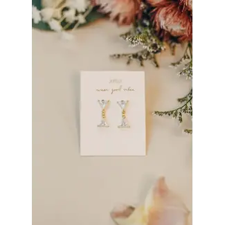 JaxKelly Earrings Dual Triangle Drop Gold