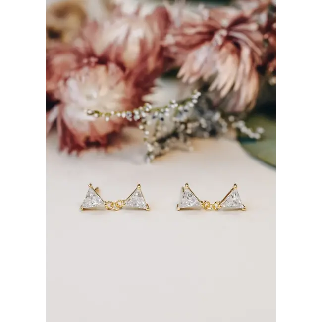 JaxKelly Earrings Dual Triangle Drop Gold
