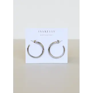 JaxKelly Everyday Silver Hoop Earrings- Medium