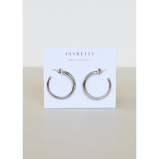 JaxKelly Everyday Silver Hoop Earrings- Medium