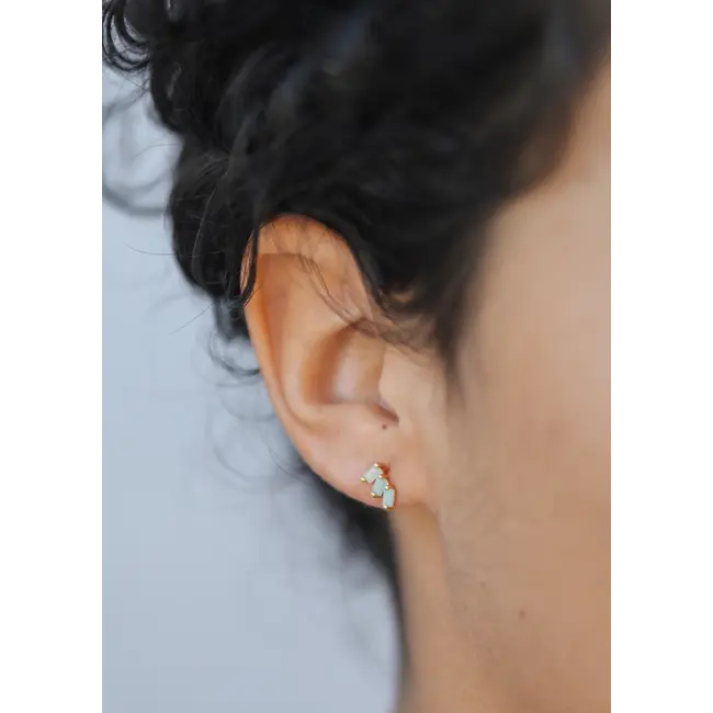 JaxKelly Offset Trio Earrings- Amazonite
