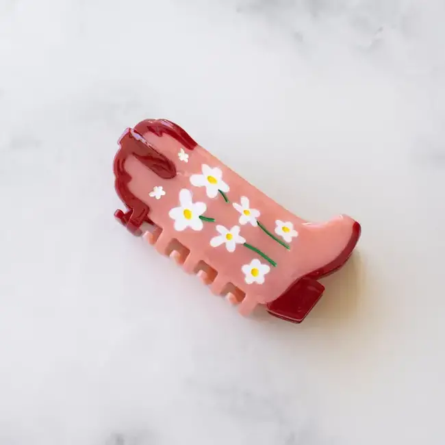 Tiepology Daisy Cowboy Boot Hair Claw- Raspberry Jam