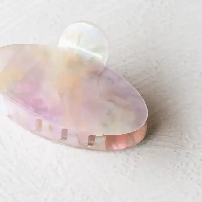 Tiepology Oval the Rainbow Hair Claw- Pink Clouds