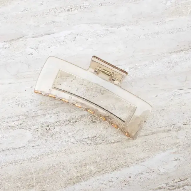 Tiepology Jumbo Long Square Hair Clip-  Glossy Sugar Cane