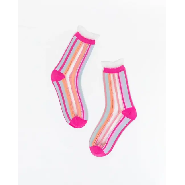 Sock Candy Candy Stripe Ruffle Crew Sock