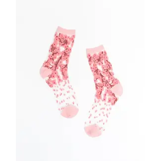 Sock Candy Cherry Blossom Sheer Crew Sock