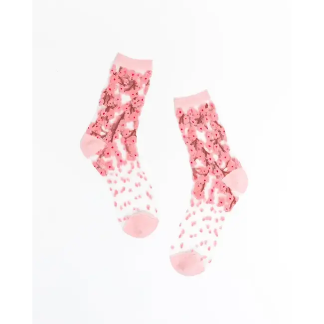 Sock Candy Cherry Blossom Sheer Crew Sock