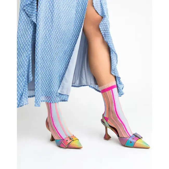 Sock Candy Candy Stripe Ruffle Crew Sock