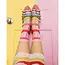 Sock Candy Candy Stripe Ruffle Crew Sock
