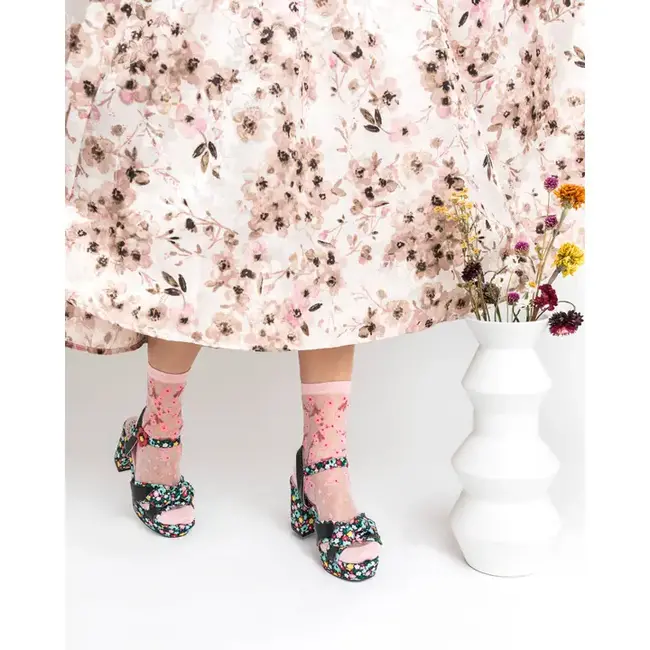 Sock Candy Cherry Blossom Sheer Crew Sock