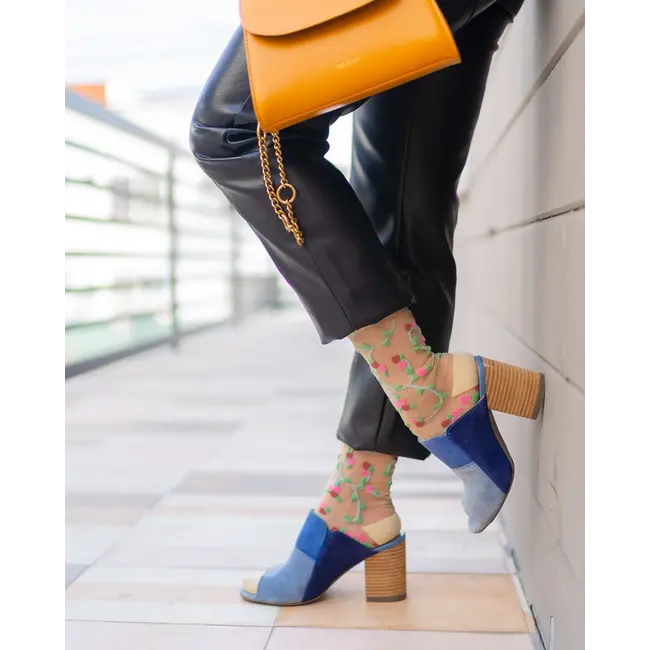 Sock Candy Sheer Rosettes Crew Sock