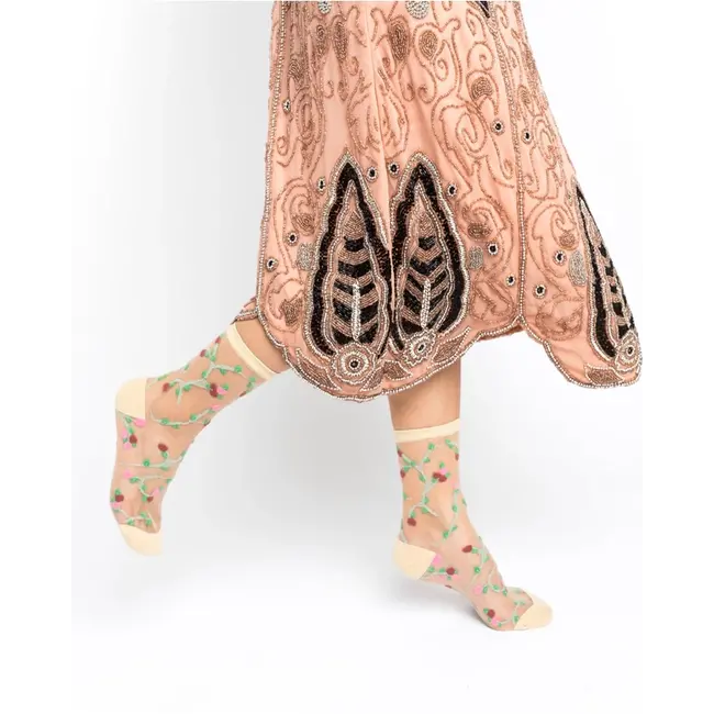 Sock Candy Sheer Rosettes Crew Sock