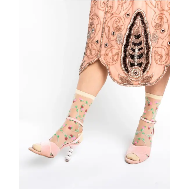 Sock Candy Sheer Rosettes Crew Sock