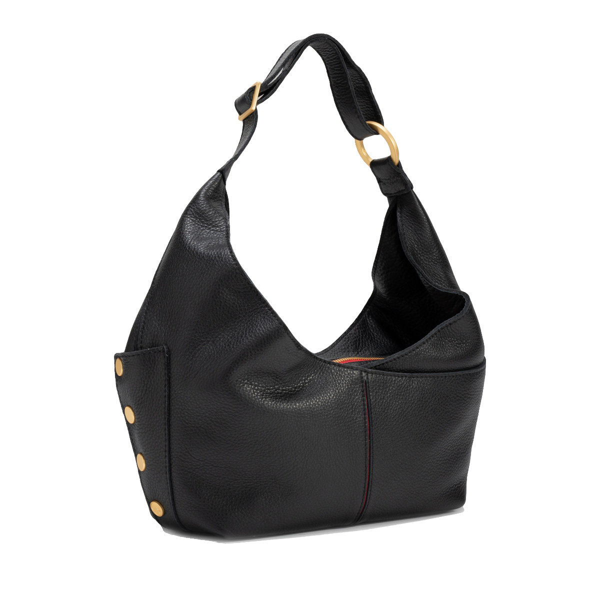 Hammitt Tom Zip Med - Black -Brushed Gold - Red Zip - Tumbleweed