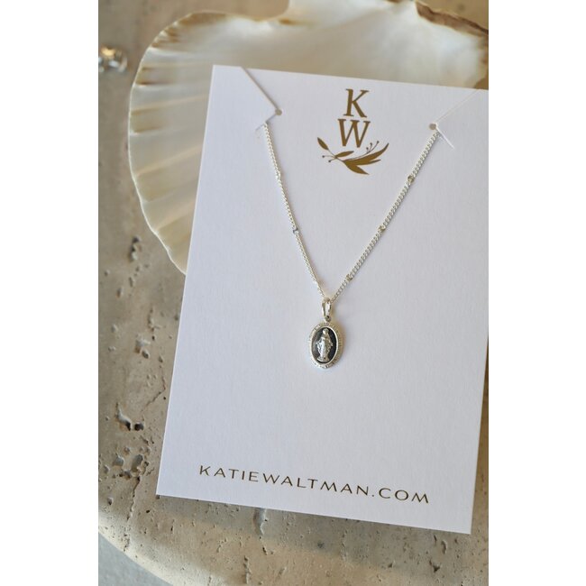 Katie Waltman Virgin Mary Mini Medallion Necklace - Silver