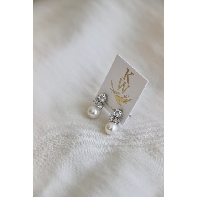 Katie Waltman Dahlia CZ Pearl Studs - Silver