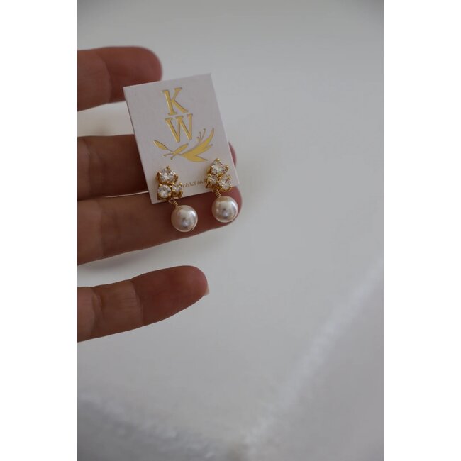 Katie Waltman Dahlia CZ Pearl Studs - Silver