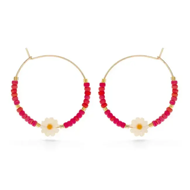 Amano Studio Daisy Bead Hoop Rainbow Coral