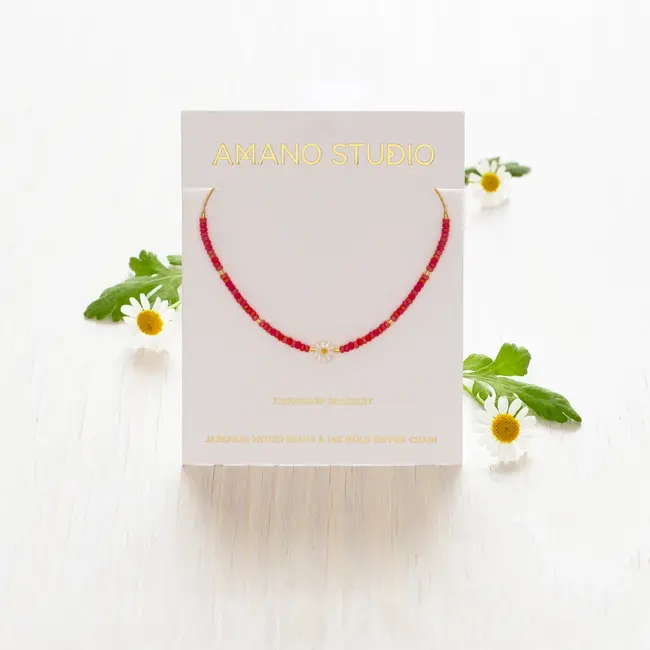 Amano Studio Daisy Miyuki Bead Friendship Bracelet -Rainbow Coral