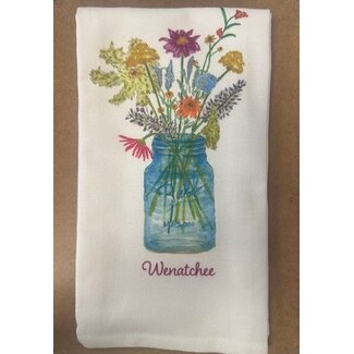French Graffiti Wildflowers in Mason Jar Wenatchee - Dishtowel