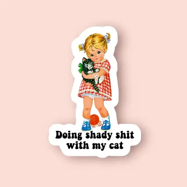 Ace the Pitmatian Doing Shady Sh*t with My Cat Sticker