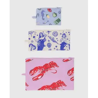 Baggu Flat Pouch Set- Sea Creatures