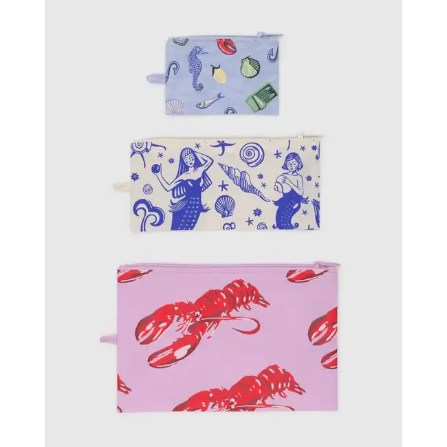 Baggu Flat Pouch Set- Sea Creatures