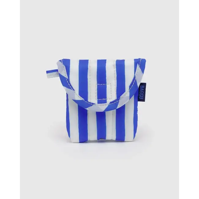 Baggu Puffy Earbuds Case- Blue Painted Stripe