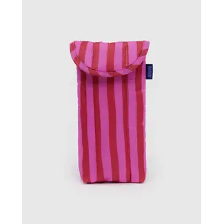 Baggu Puffy Glasses Sleeve- Pink & Red Painted Stripe