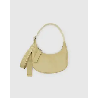 Baggu Small Recycled Leather Crescent Bag- Straw