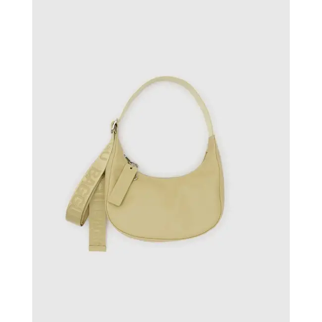 Baggu Small Recycled Leather Crescent Bag- Straw