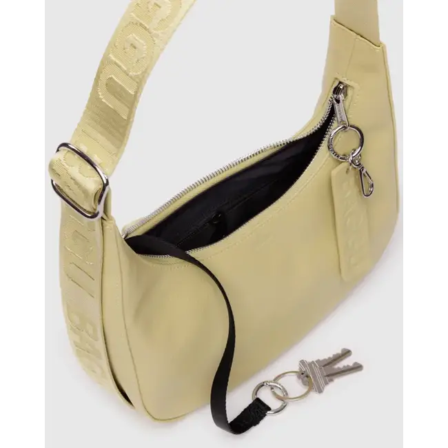 Baggu Small Recycled Leather Crescent Bag- Straw